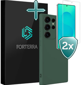 Forterra Forterra Samsung Galaxy S25 Ultra Hoesje Siliconen Met 2x Screenprotector - Donkergroen