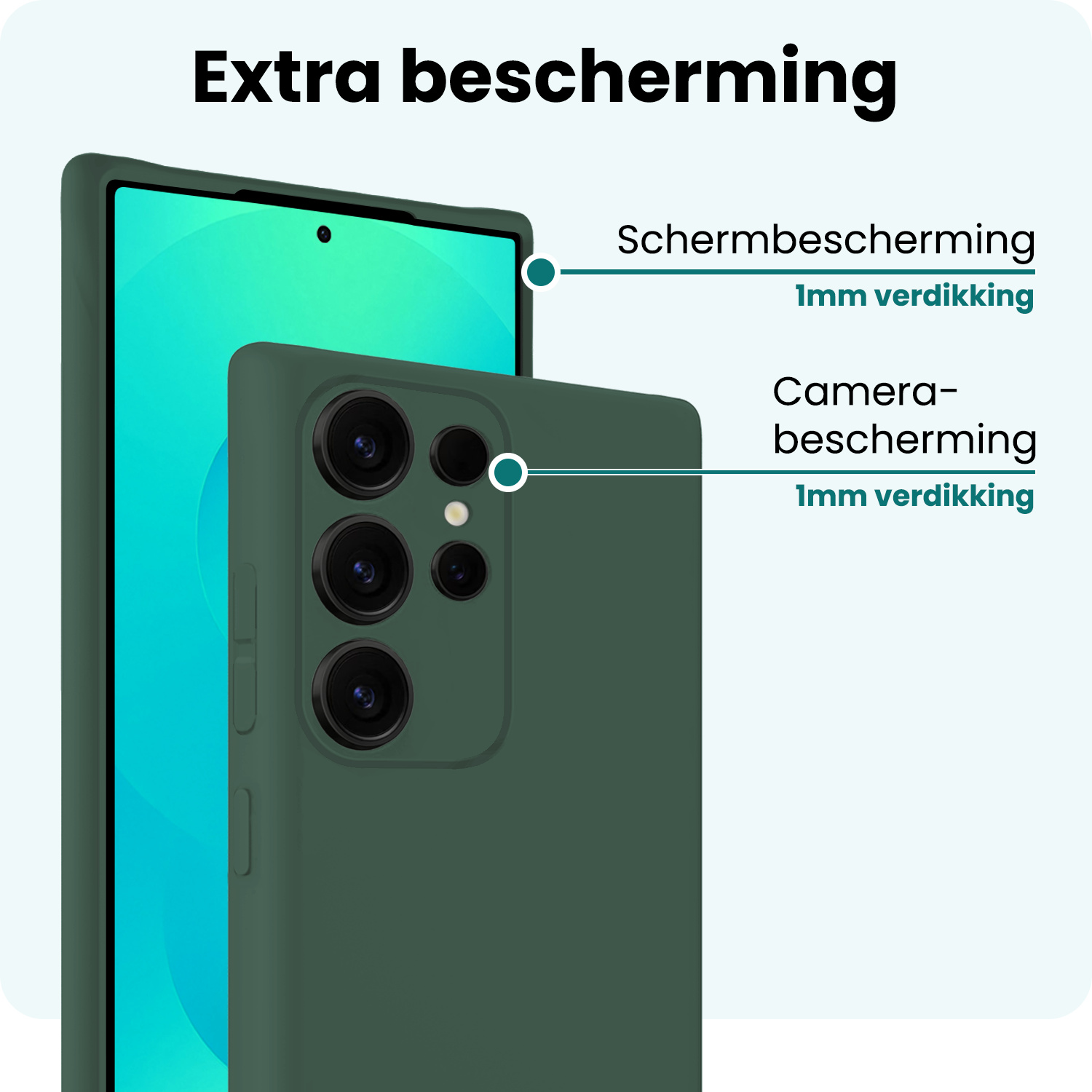 Forterra Forterra Samsung Galaxy S25 Ultra Hoesje Siliconen Met 2x Screenprotector - Donkergroen