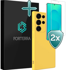 Forterra Forterra Samsung Galaxy S25 Ultra Hoesje Siliconen Met 2x Screenprotector - Geel