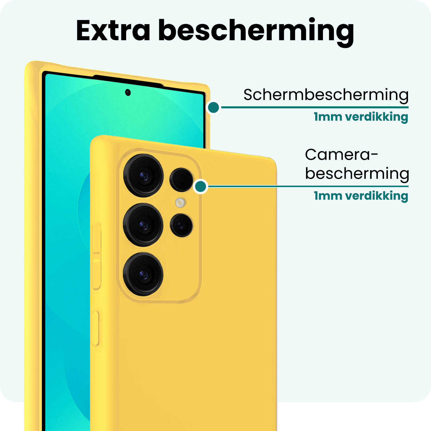 Forterra Forterra Samsung Galaxy S25 Ultra Hoesje Siliconen Met 2x Screenprotector - Geel
