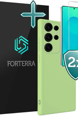 Forterra Forterra Samsung Galaxy S25 Ultra Hoesje Siliconen Met 2x Screenprotector - Groen