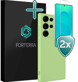 Forterra Forterra Samsung Galaxy S25 Ultra Hoesje Siliconen Met 2x Screenprotector - Groen