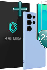 Forterra Forterra Samsung Galaxy S25 Ultra Hoesje Siliconen Met 2x Screenprotector - Lichtblauw