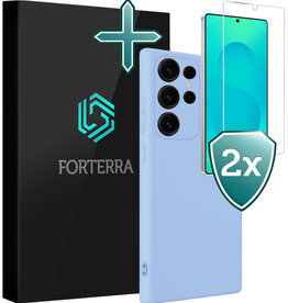 Forterra Forterra Samsung Galaxy S25 Ultra Hoesje Siliconen Met 2x Screenprotector - Lichtblauw