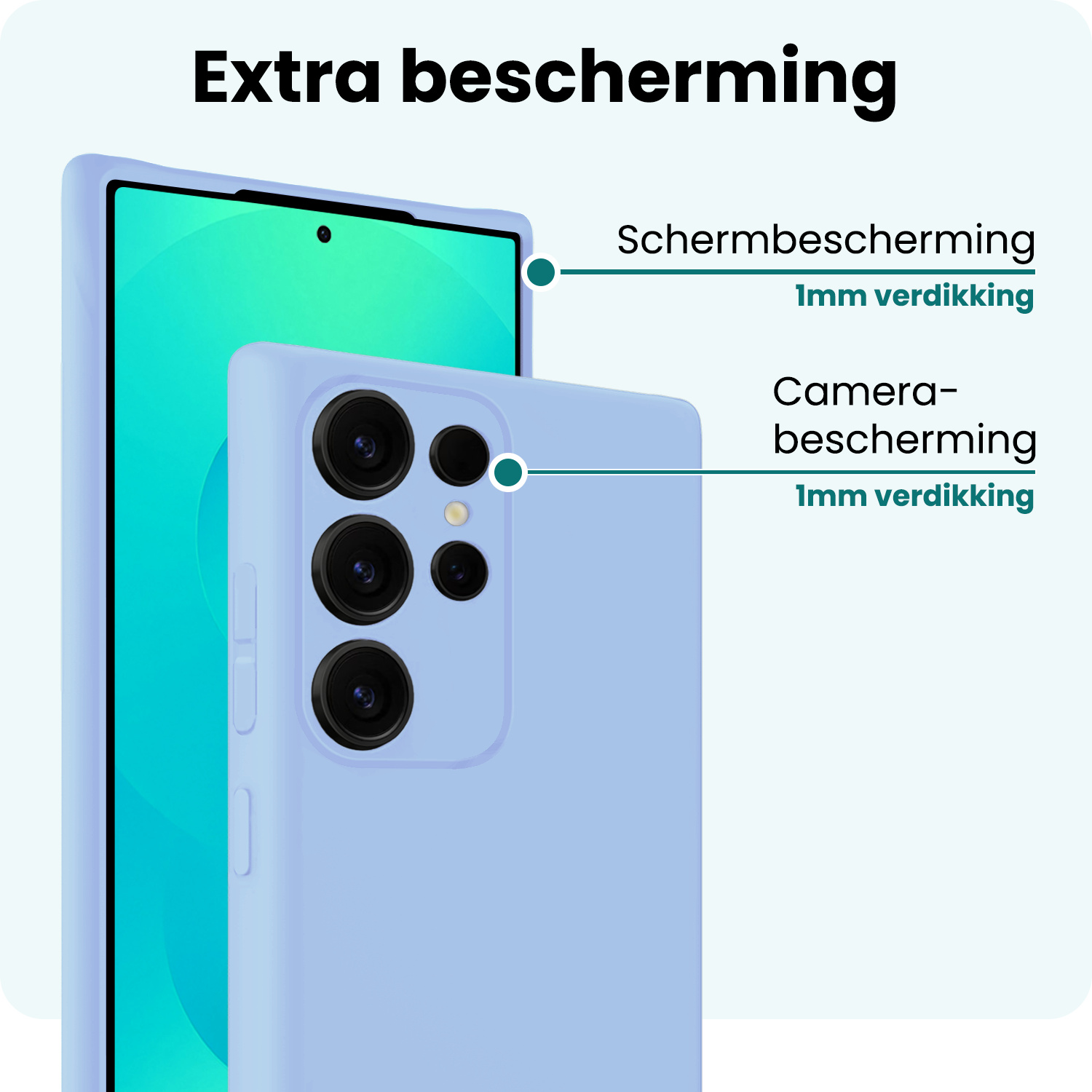 Forterra Forterra Samsung Galaxy S25 Ultra Hoesje Siliconen Met 2x Screenprotector - Lichtblauw