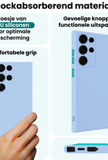 Forterra Forterra Samsung Galaxy S25 Ultra Hoesje Siliconen Met 2x Screenprotector - Lichtblauw