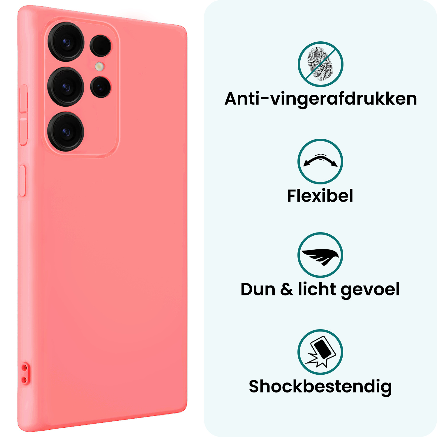 Forterra Forterra Samsung Galaxy S25 Ultra Hoesje Siliconen Met 2x Screenprotector - Lichtroze