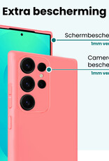 Forterra Forterra Samsung Galaxy S25 Ultra Hoesje Siliconen Met 2x Screenprotector - Lichtroze