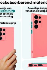 Forterra Forterra Samsung Galaxy S25 Ultra Hoesje Siliconen Met 2x Screenprotector - Lichtroze