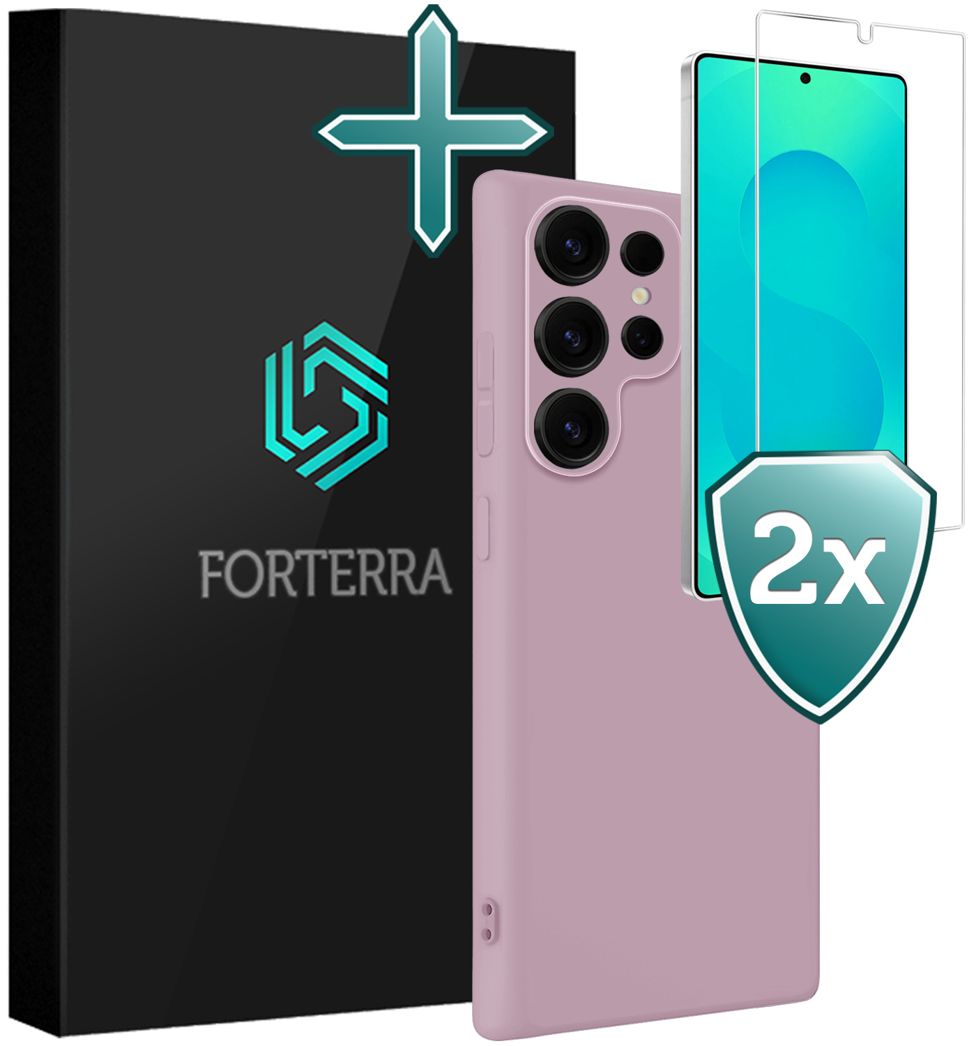 Forterra Forterra Samsung Galaxy S25 Ultra Hoesje Siliconen Met 2x Screenprotector - Lila