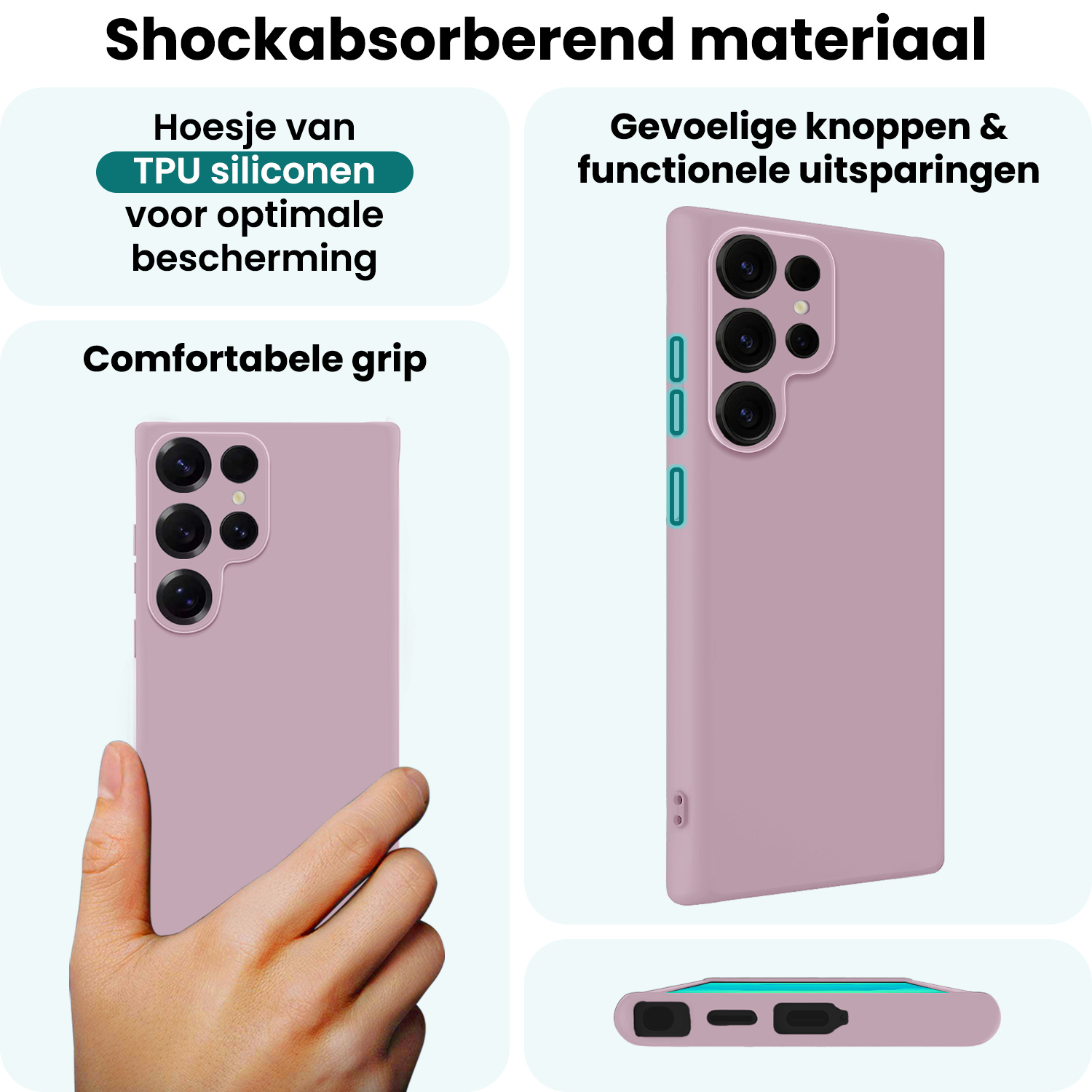 Forterra Forterra Samsung Galaxy S25 Ultra Hoesje Siliconen Met 2x Screenprotector - Lila