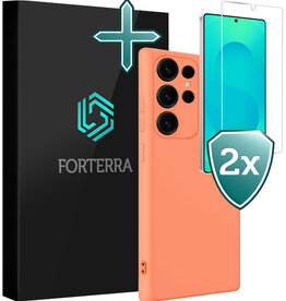 Forterra Forterra Samsung Galaxy S25 Ultra Hoesje Siliconen Met 2x Screenprotector - Perzik