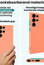 Forterra Forterra Samsung Galaxy S25 Ultra Hoesje Siliconen Met 2x Screenprotector - Perzik