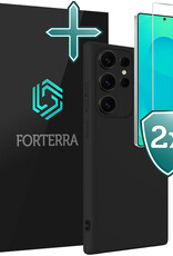 Forterra Forterra Samsung Galaxy S25 Ultra Hoesje Siliconen Met 2x Screenprotector - Zwart