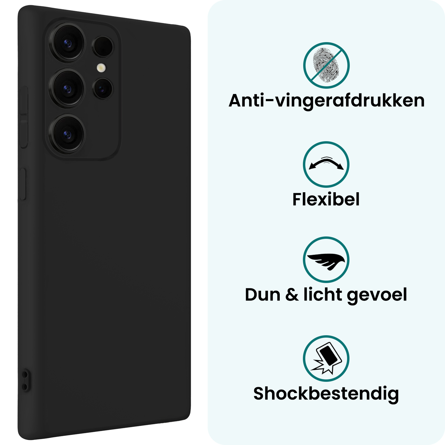 Forterra Forterra Samsung Galaxy S25 Ultra Hoesje Siliconen Met 2x Screenprotector - Zwart