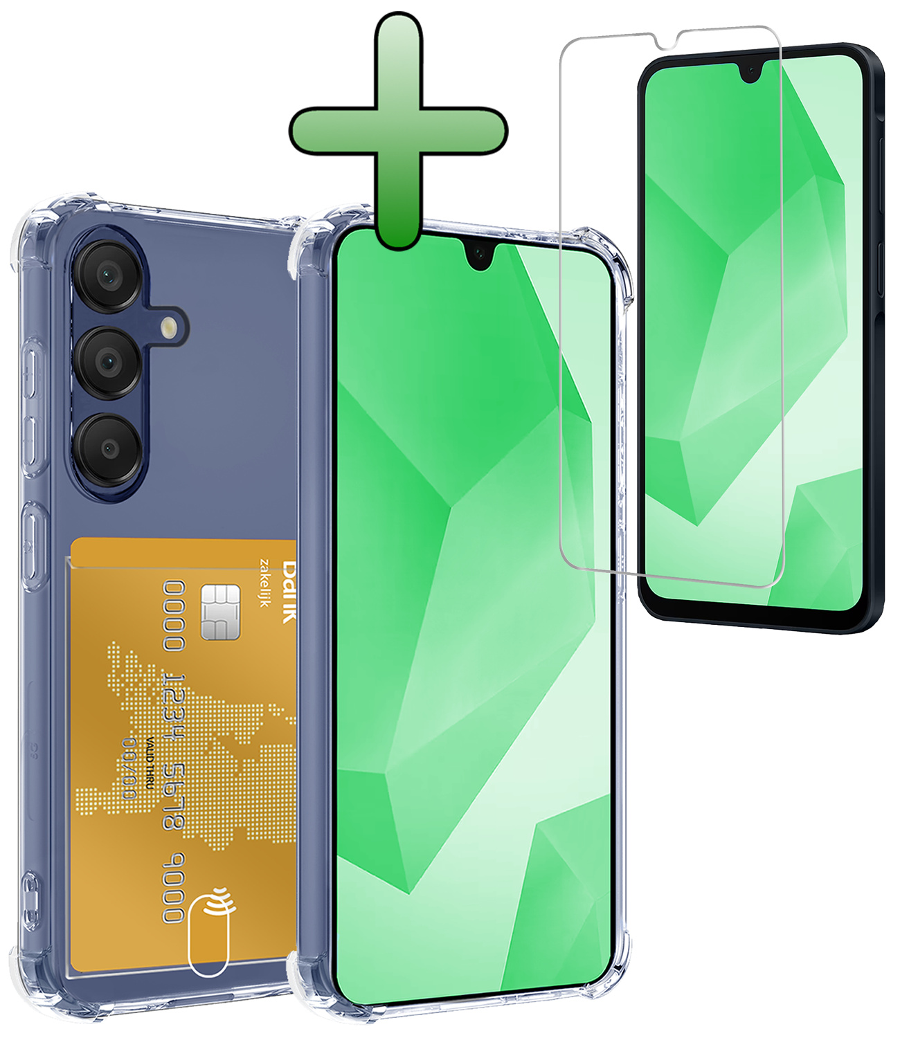 BASEY. Hoes Geschikt voor Samsung A16 Hoesje Shock Proof Case Hoes Met Screenprotector - Hoesje Geschikt voor Samsung Galaxy A16 Hoes Cover Shockproof - Transparant