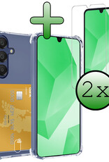BASEY. Hoes Geschikt voor Samsung A16 Hoesje Shock Proof Case Hoes Met 2x Screenprotector - Hoesje Geschikt voor Samsung Galaxy A16 Hoes Cover Shockproof - Transparant