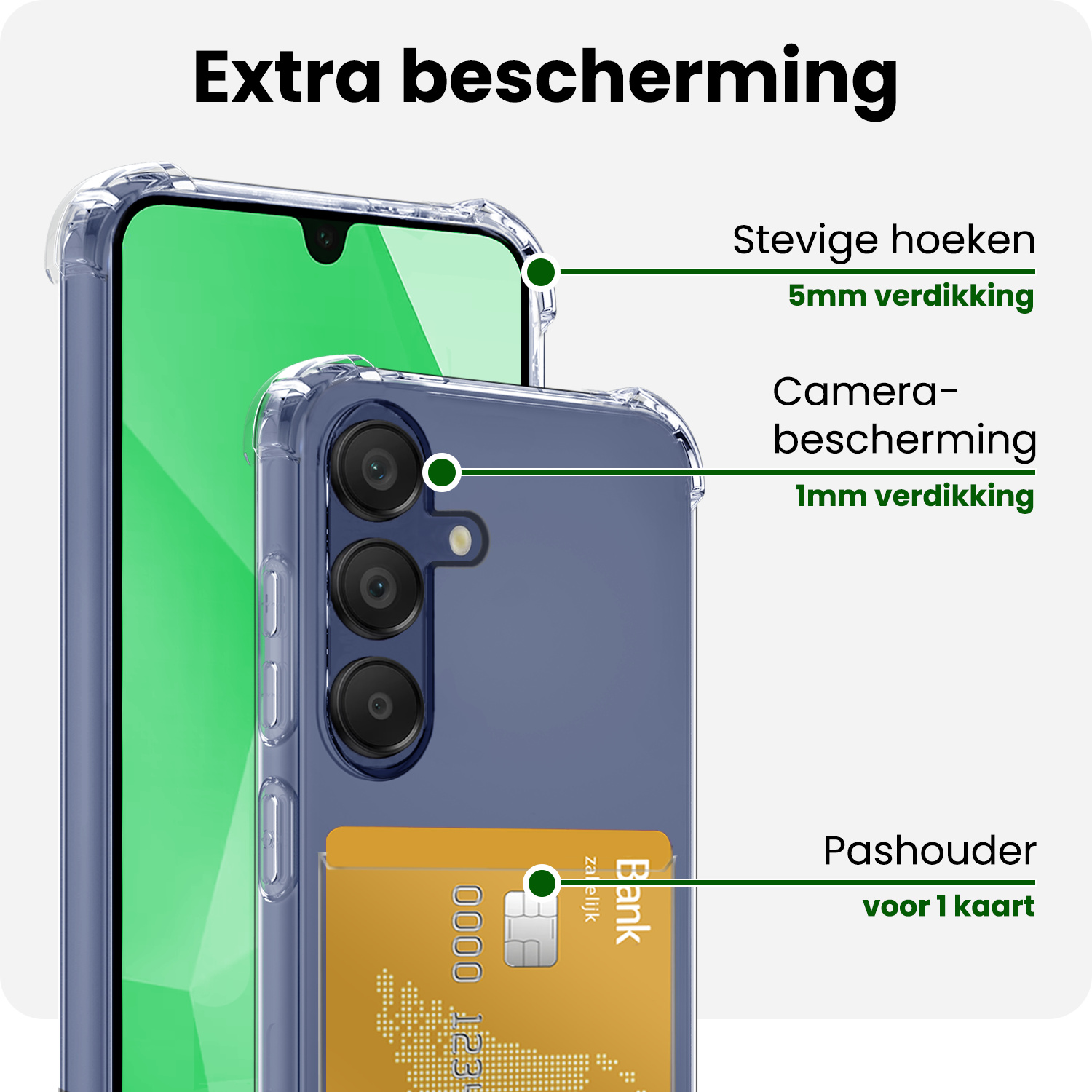BASEY. Hoes Geschikt voor Samsung A16 Hoesje Shock Proof Case Hoes Met 2x Screenprotector - Hoesje Geschikt voor Samsung Galaxy A16 Hoes Cover Shockproof - Transparant