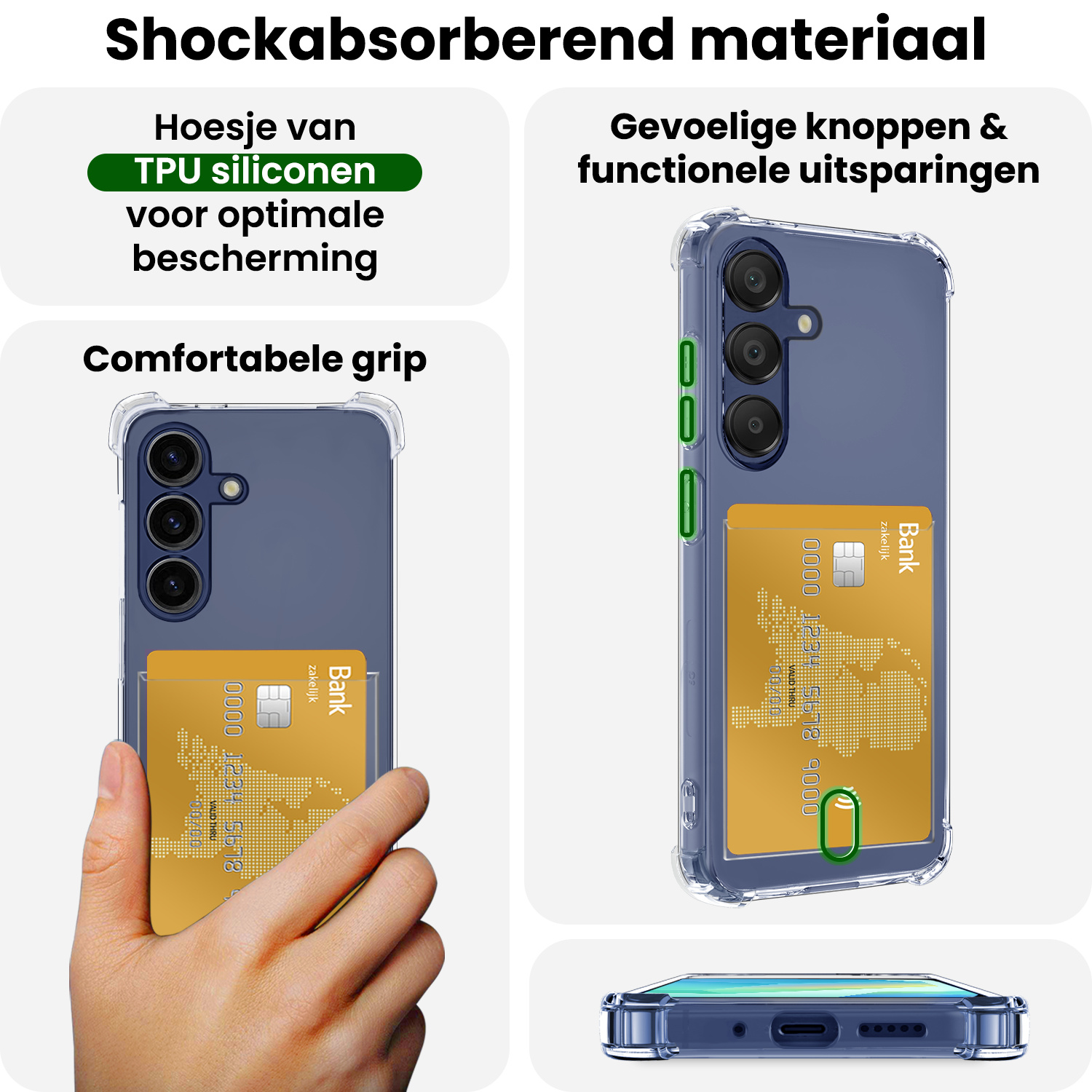 BASEY. Hoes Geschikt voor Samsung A16 Hoesje Shock Proof Case Hoes Met 2x Screenprotector - Hoesje Geschikt voor Samsung Galaxy A16 Hoes Cover Shockproof - Transparant