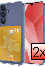 NoXx Hoes Geschikt voor Samsung A16 Hoesje Pasjeshouder Cover Shock Proof Case Siliconen Hoes Met Kaarthouder - Transparant - 2 PACK
