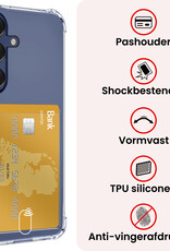 NoXx Hoes Geschikt voor Samsung A16 Hoesje Pasjeshouder Cover Shock Proof Case Siliconen Hoes Met Kaarthouder Met 2x Screenprotector - Transparant