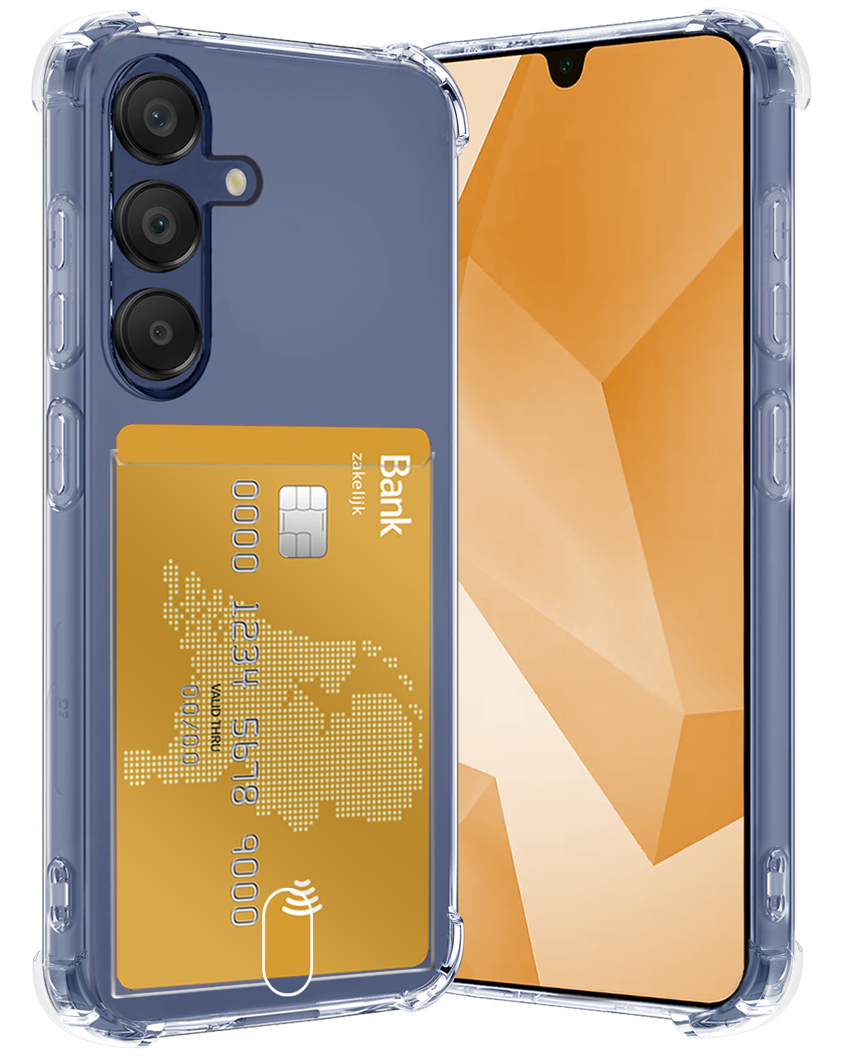 Nomfy Hoesje Geschikt voor Samsung A16 Hoesje Pasjeshouder Shockproof Pas Houder - Hoesje Geschikt voor Samsung Galaxy A16 Hoes Met Kaarthouder - Transparant