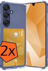 Nomfy Hoesje Geschikt voor Samsung A16 Hoesje Pasjeshouder Shockproof Pas Houder - Hoesje Geschikt voor Samsung Galaxy A16 Hoes Met Kaarthouder - Transparant - 2 PACK