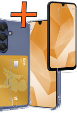 Nomfy Hoesje Geschikt voor Samsung A16 Hoesje Pasjeshouder Shockproof Pas Houder Met Screenprotector - Hoesje Geschikt voor Samsung Galaxy A16 Hoes Met Kaarthouder - Transparant