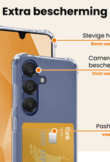 Nomfy Hoesje Geschikt voor Samsung A16 Hoesje Pasjeshouder Shockproof Pas Houder Met Screenprotector - Hoesje Geschikt voor Samsung Galaxy A16 Hoes Met Kaarthouder - Transparant