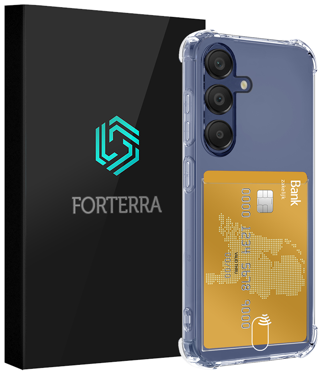 Forterra Hoesje Geschikt voor Samsung A16 Pashouder Case Siliconen Hoes - Hoes Geschikt voor Samsung Galaxy A16 Hoesje Back Cover Met Pasjeshouder - Transparant