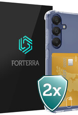 Forterra Hoesje Geschikt voor Samsung A16 Pashouder Case Siliconen Hoes - Hoes Geschikt voor Samsung Galaxy A16 Hoesje Back Cover Met Pasjeshouder - Transparant - 2 PACK
