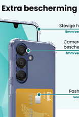 Forterra Hoesje Geschikt voor Samsung A16 Pashouder Case Siliconen Hoes Met Screenprotector - Hoes Geschikt voor Samsung Galaxy A16 Hoesje Back Cover Met Pasjeshouder - Transparant