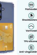 Forterra Hoesje Geschikt voor Samsung A16 Pashouder Case Siliconen Hoes Met 2x Screenprotector - Hoes Geschikt voor Samsung Galaxy A16 Hoesje Back Cover Met Pasjeshouder - Transparant