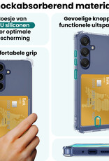 Forterra Hoesje Geschikt voor Samsung A16 Pashouder Case Siliconen Hoes Met 2x Screenprotector - Hoes Geschikt voor Samsung Galaxy A16 Hoesje Back Cover Met Pasjeshouder - Transparant