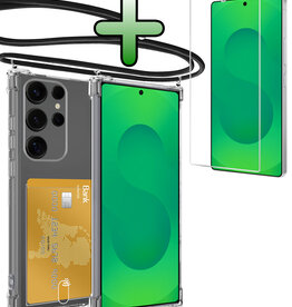 BASEY. BASEY. Samsung Galaxy S25 Ultra Hoesje Pashouder met Koord Met Screenprotector