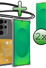 BASEY. BASEY. Samsung Galaxy S25 Ultra Hoesje Pashouder met Koord Met 2x Screenprotector