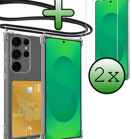 BASEY. BASEY. Samsung Galaxy S25 Ultra Hoesje Pashouder met Koord Met 2x Screenprotector