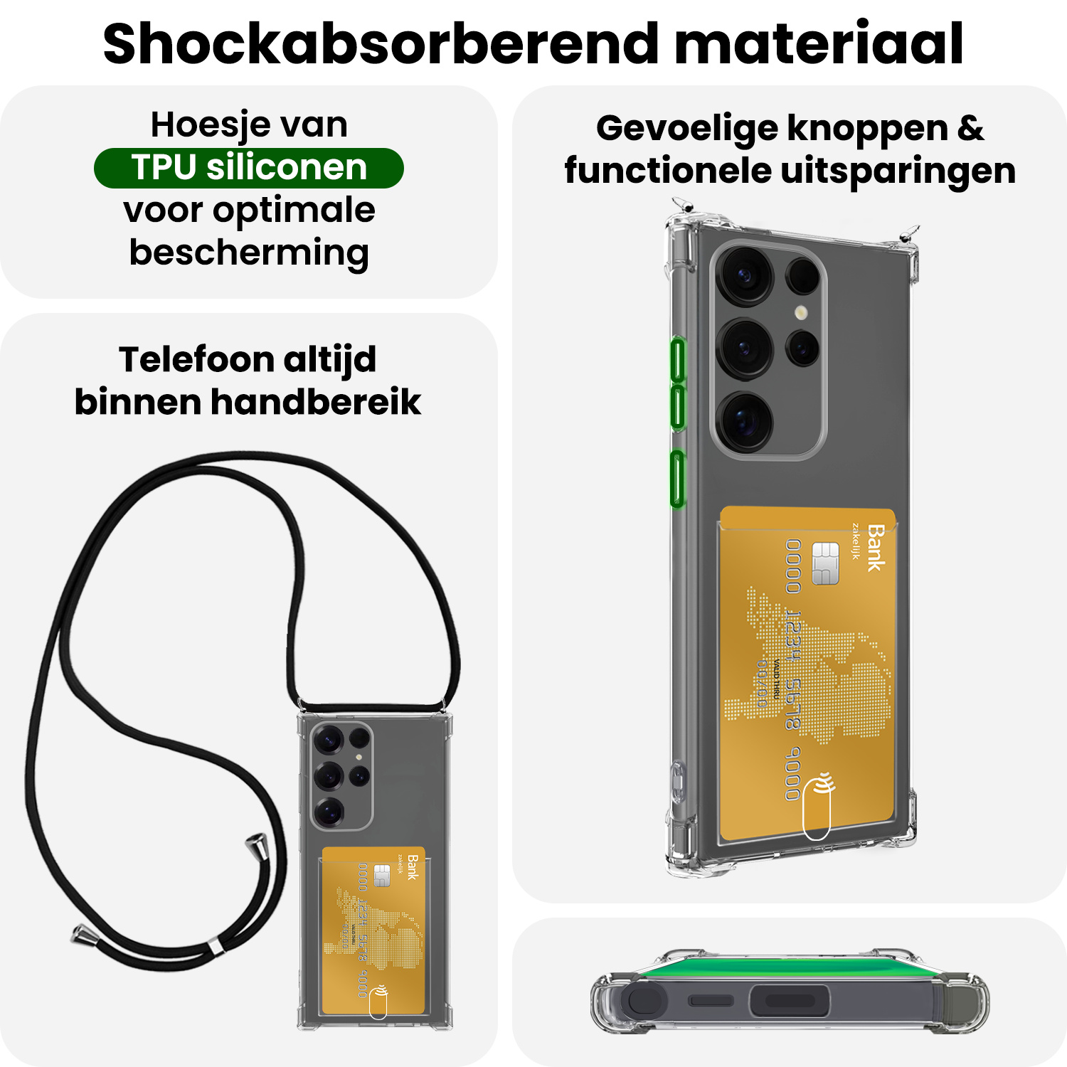 BASEY. BASEY. Samsung Galaxy S25 Ultra Hoesje Pashouder met Koord Met 2x Screenprotector