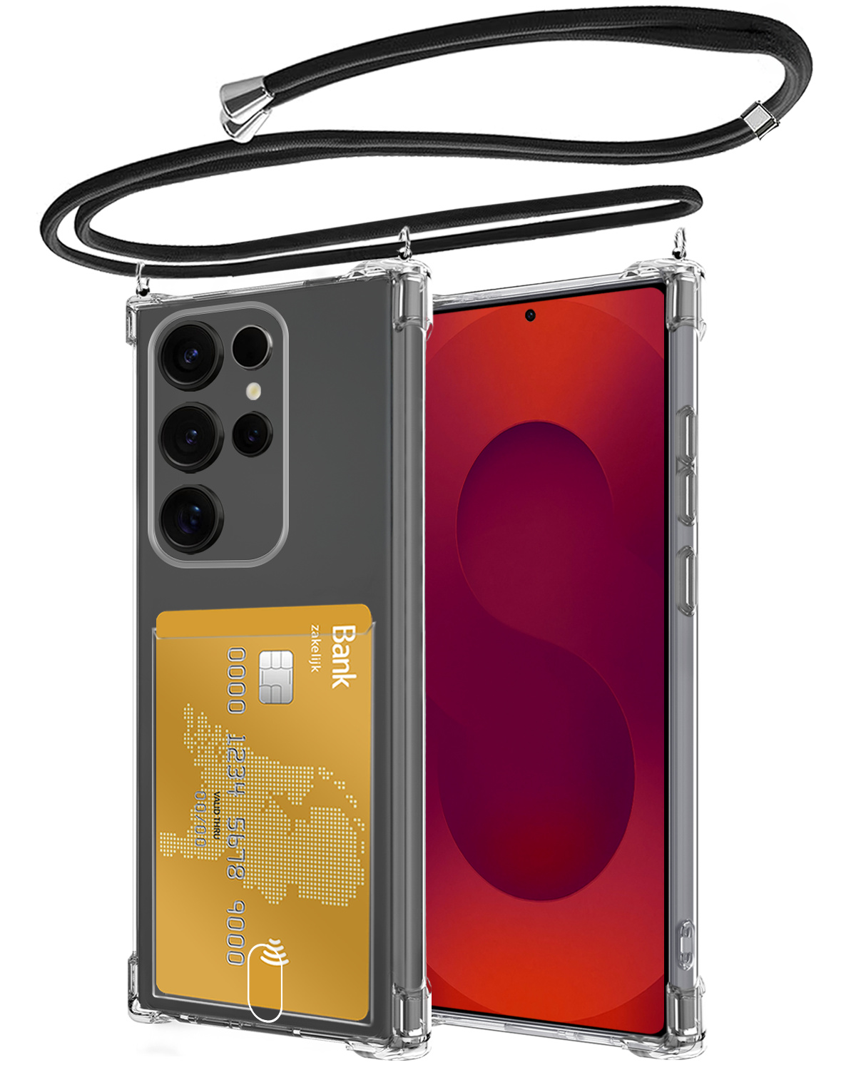 NoXx NoXx Samsung Galaxy S25 Ultra Hoesje Pashouder met Koord