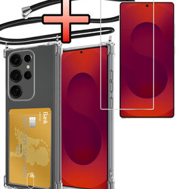 NoXx NoXx Samsung Galaxy S25 Ultra Hoesje Pashouder met Koord Met Screenprotector