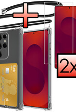 NoXx NoXx Samsung Galaxy S25 Ultra Hoesje Pashouder met Koord Met 2x Screenprotector
