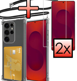 NoXx NoXx Samsung Galaxy S25 Ultra Hoesje Pashouder met Koord Met 2x Screenprotector
