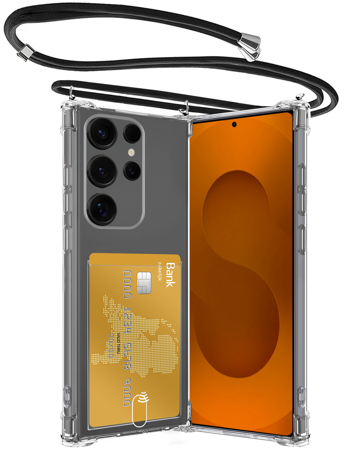 Nomfy Nomfy Samsung Galaxy S25 Ultra Hoesje Pashouder met Koord