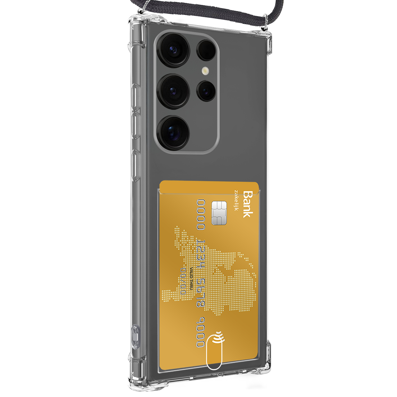 Nomfy Nomfy Samsung Galaxy S25 Ultra Hoesje Pashouder met Koord