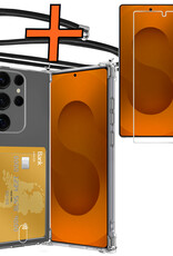Nomfy Nomfy Samsung Galaxy S25 Ultra Hoesje Pashouder met Koord Met Screenprotector