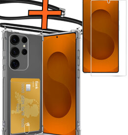 Nomfy Nomfy Samsung Galaxy S25 Ultra Hoesje Pashouder met Koord Met Screenprotector