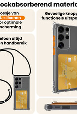 Nomfy Nomfy Samsung Galaxy S25 Ultra Hoesje Pashouder met Koord Met 2x Screenprotector