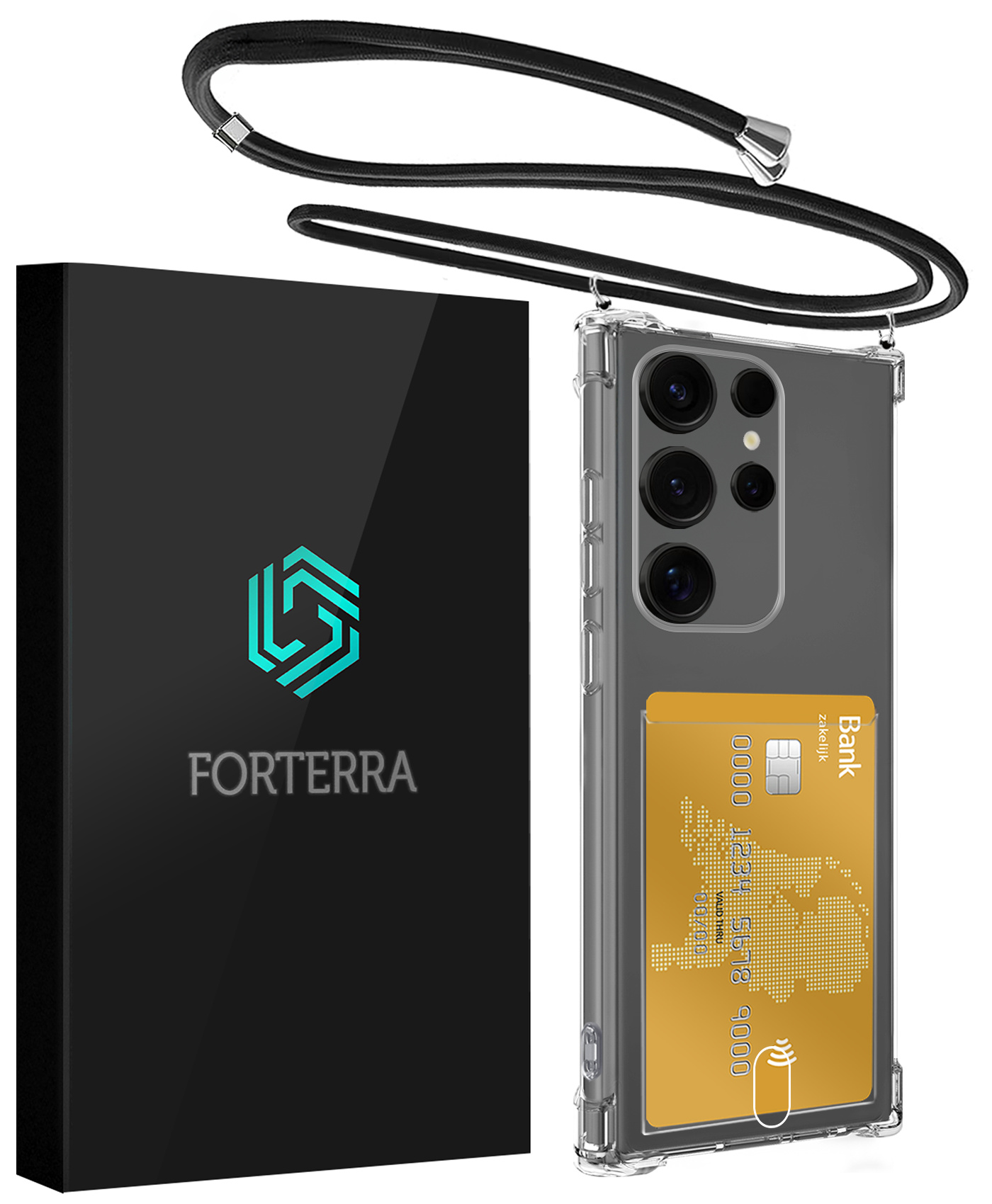 Forterra Forterra Samsung Galaxy S25 Ultra Hoesje Pashouder met Koord