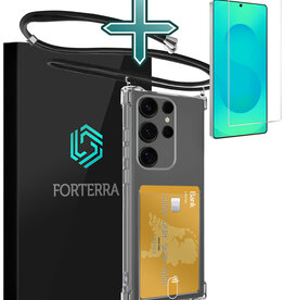 Forterra Forterra Samsung Galaxy S25 Ultra Hoesje Pashouder met Koord Met Screenprotector