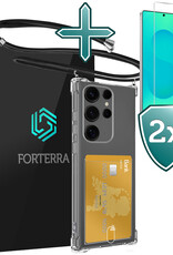 Forterra Forterra Samsung Galaxy S25 Ultra Hoesje Pashouder met Koord Met 2x Screenprotector